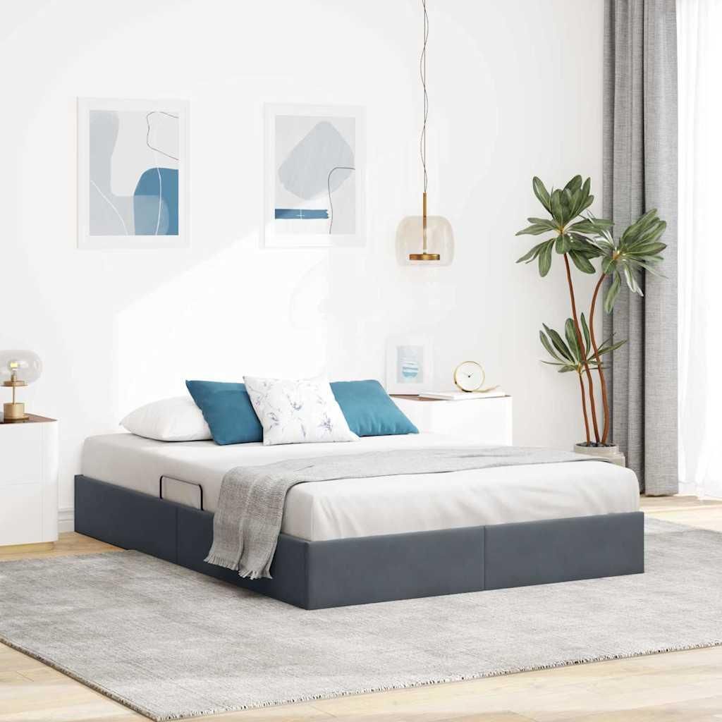 Maison Exclusive - Aufbewahrungsbett mit Kopfteil Dunkelgrau 135 x 190 cm Samt