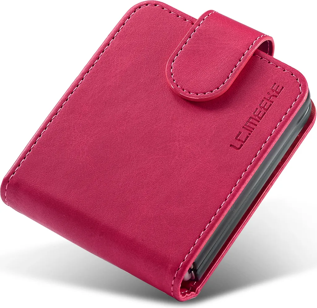 Galaxy Z Flip4 Case, Flip Cover Wallet Case in pelle chiusura magnetica Stand Custodia protettiva per Samsung Galaxy Z Flip 4 5G Rosa