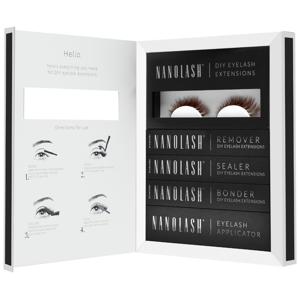 Set zur braune cluster wimpern zur DIY Wimpernverlängerung zu Hause Nanolash FANTASY