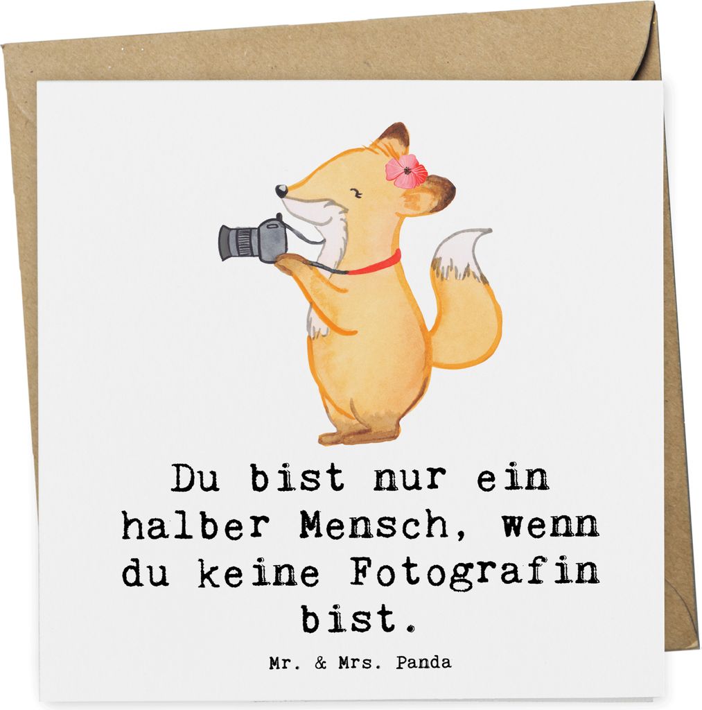 Mr. & Mrs. Panda Grußkarte Fotografin Herz - Weiß - Geschenk, doppelkarte, anlasskarte, Spruch, Klappkarte, faltkarte, Ausbildung, Fotografie, Wi...
