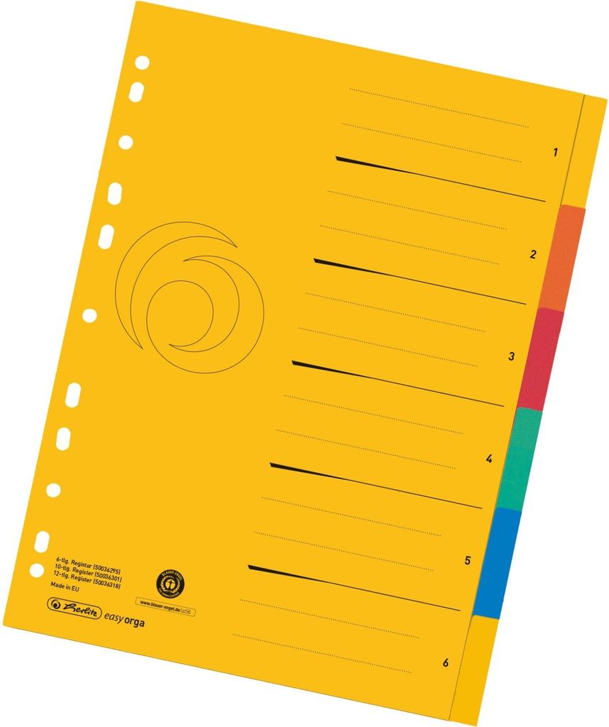 Register A4 XXL Manila-Karton 5-teilig 5 Farben Packung mit 20 Stück