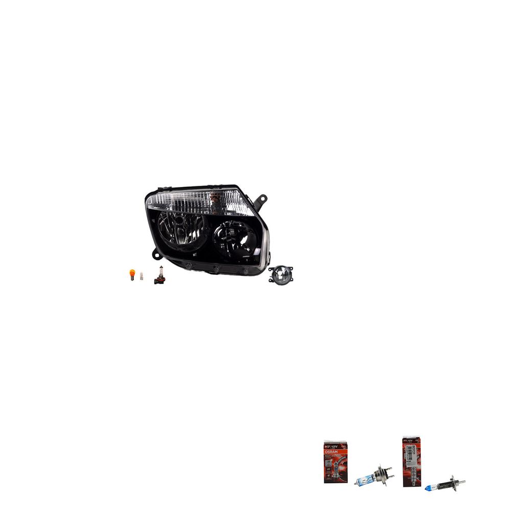 Johns, Scheinwerfer + Osram Night Breaker Laser passend für Dacia Duster 04/10-12/13 R 260609877R 260101891R 8200074008 6202E1 00006202E1 6710027 ...