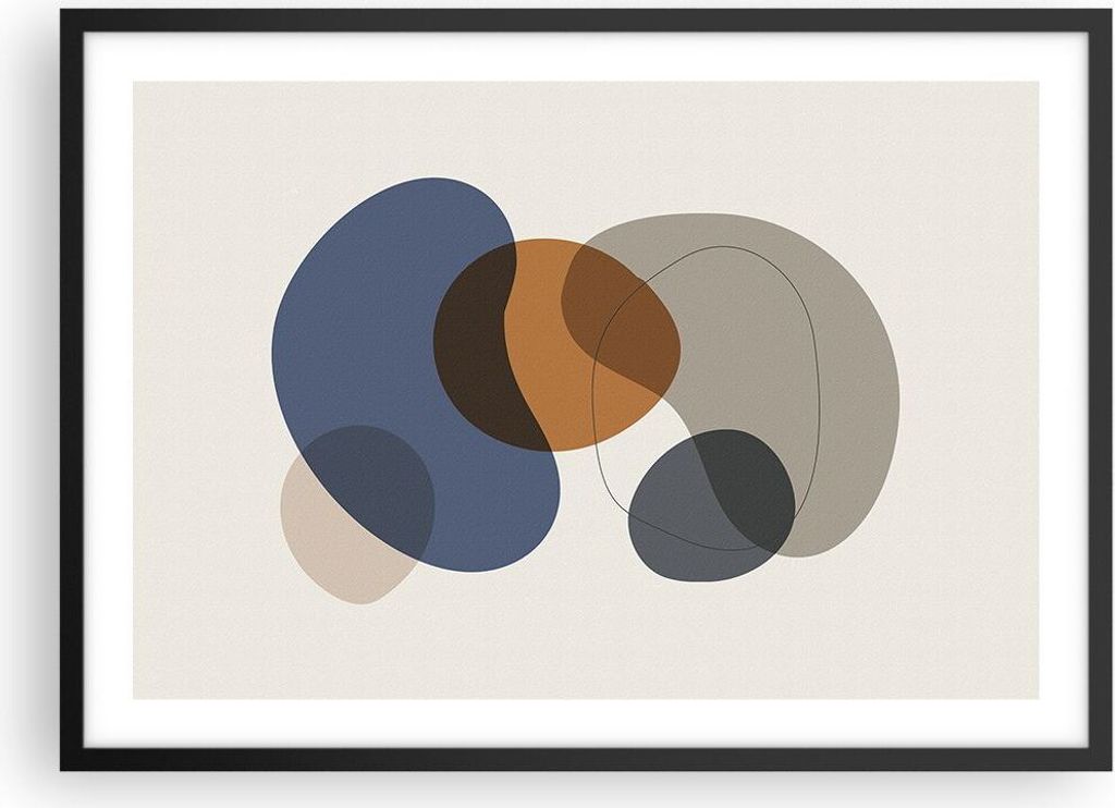 Gerahmtes Poster - Schwarzer Rahmen - Boho Flecken abstrakt - 70x50 cm - Wand Bild - Wanddeko - Wandbilder - Kunstposter - Wandposter - Bilderrahme...