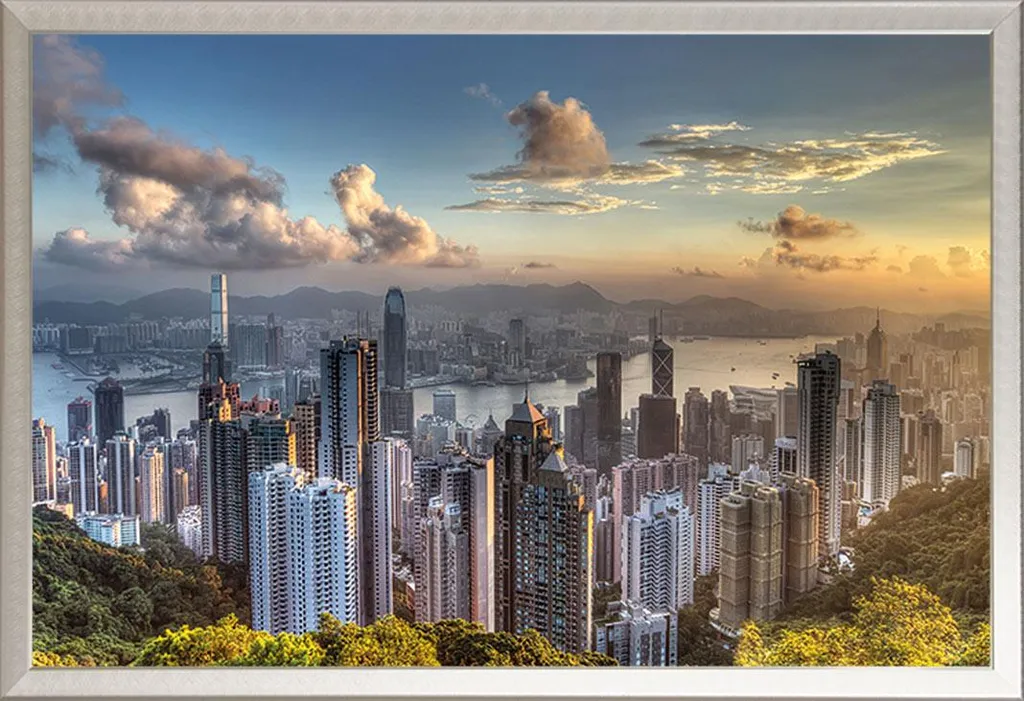 Affiche Hong Kong Sous Cadre Aluminium Argenté Shinsuke Anti-Casse