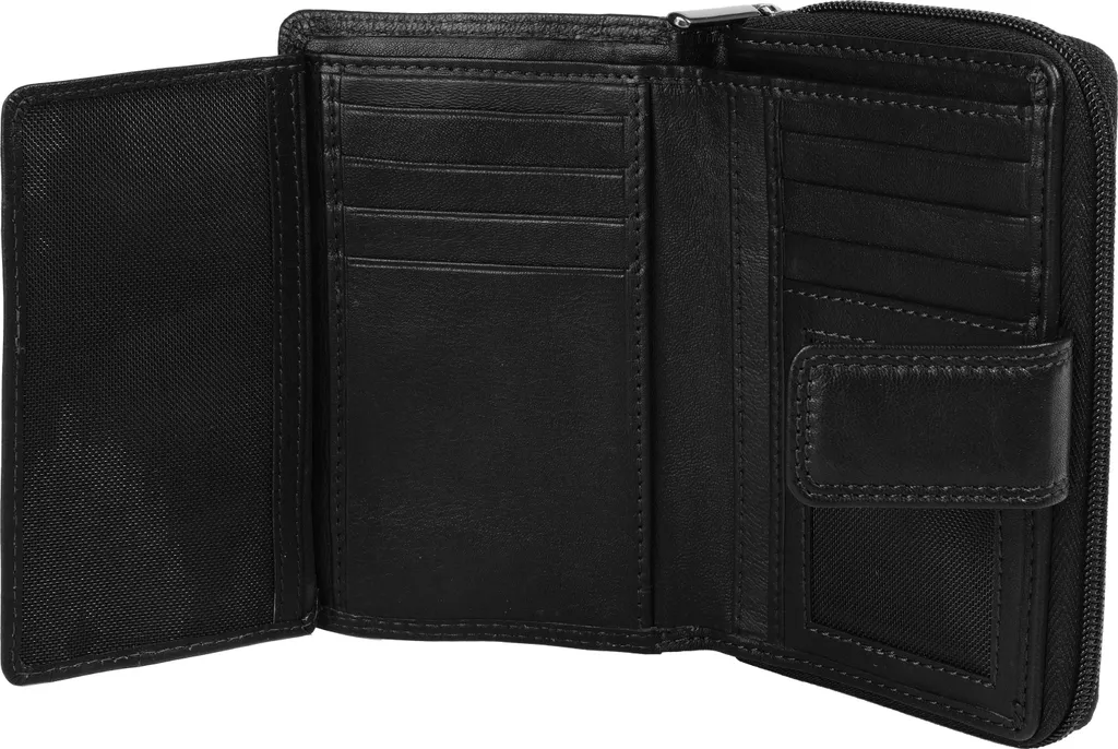 Portafoglio Nero Mano Giulia - Vera Pelle Donna con Zip e 10 Slot - 18