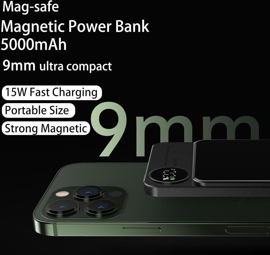 Magnetische Powerbank, 5000mAh 15W tragbares Ladegerät mit Produktbild 2