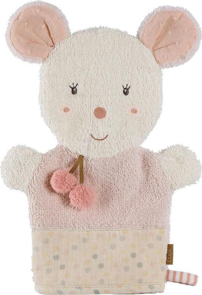 Waschhandschuh Maus – Waschlappen mit Tiermotiv und „Glow-in-the-dark“ Bestickung