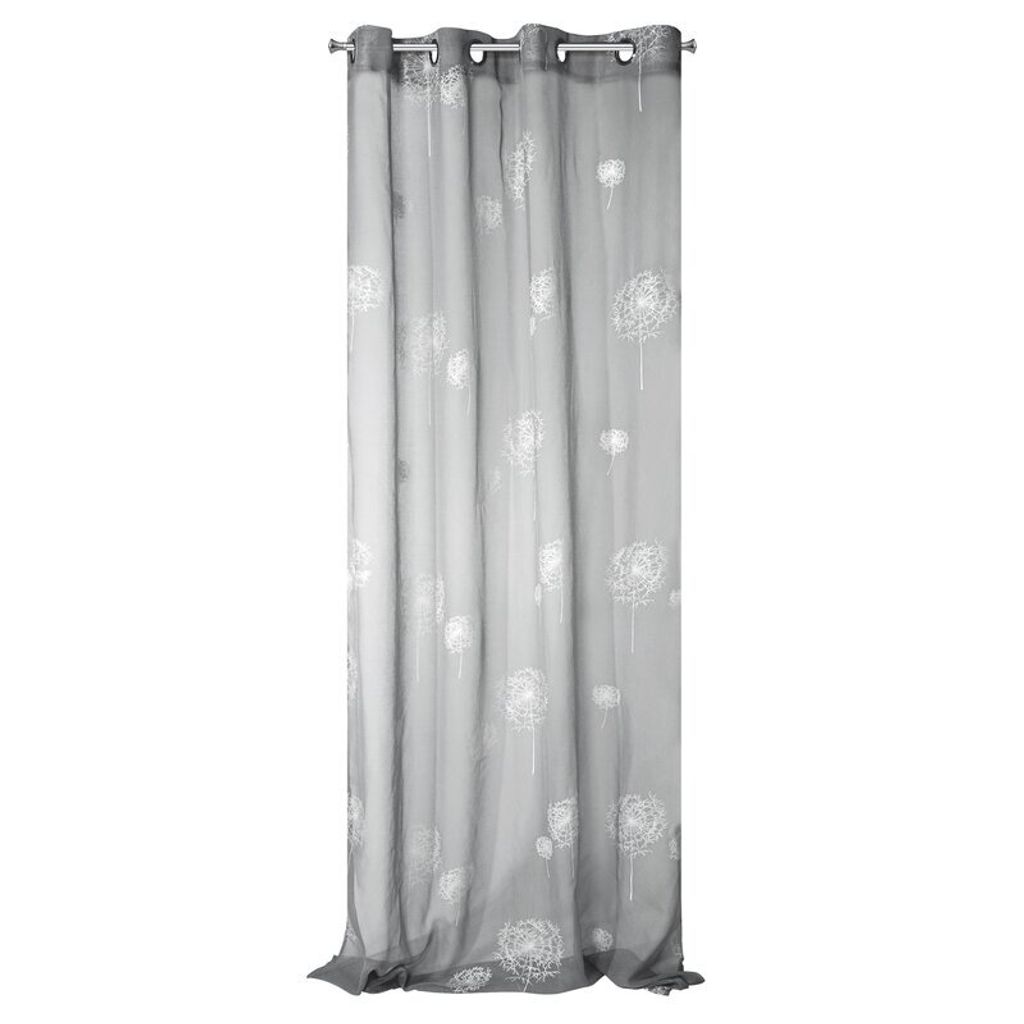 Gardine SABINE  silber weiß 140x250 cm  Ösen Ösenvorhang Produktbild 