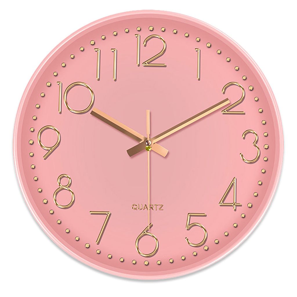 30cm Wanduhr Rosa Rosegold Modern Minimalistisch Rund Produktbild 