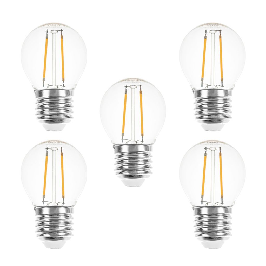 5 x LED Filament Tropfen Glühbirne 2W = 25W E27 klar Glühlampe Glühfaden Warmweiß 2700K