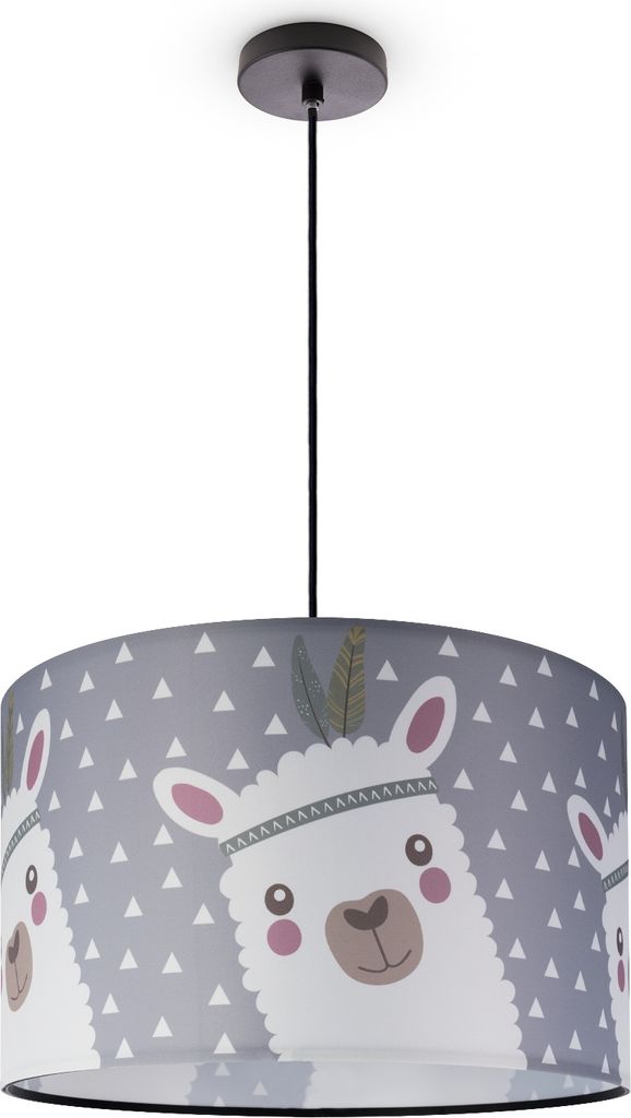 Kinderlampe Deckenlampe LED Pendelleuchte Kinderzimmer Lampe Lama-Motiv, E27 Leuchten Farbe / Größe Grau (Ø45.5cm)