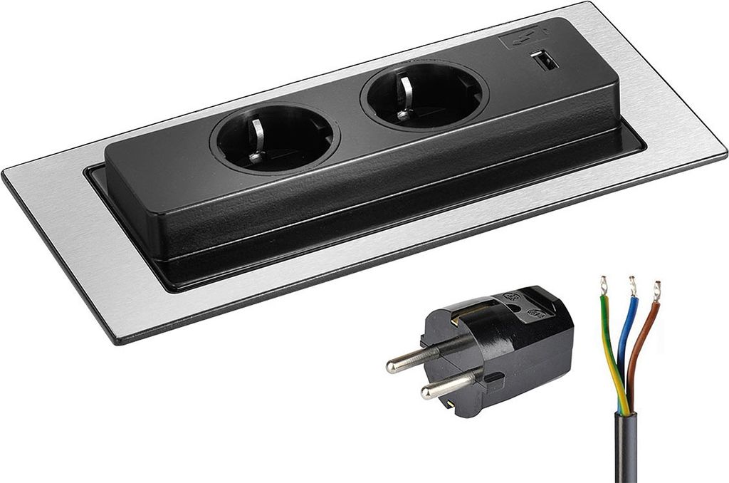 Evoline Backflip, Edelstahl 2-Fach Steckdose 417515 Produktbild 40