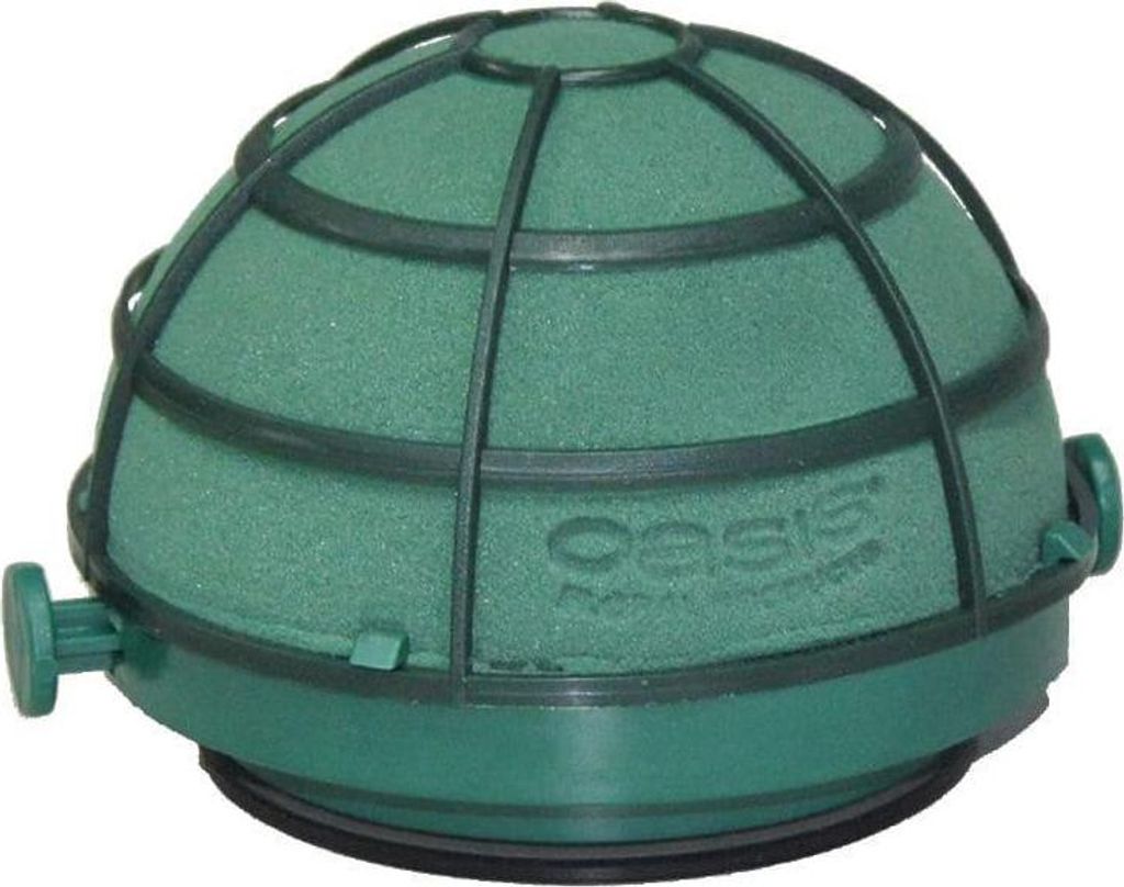 OASIS Nass-Steckschaum SERAPIO für Auto Corso, Hochzeitsdeko, Kunststoffunterlage, Gitter, mit Saugnapf, grün, 6,5cm, Ø11,5cm - Nasssteckmasse
