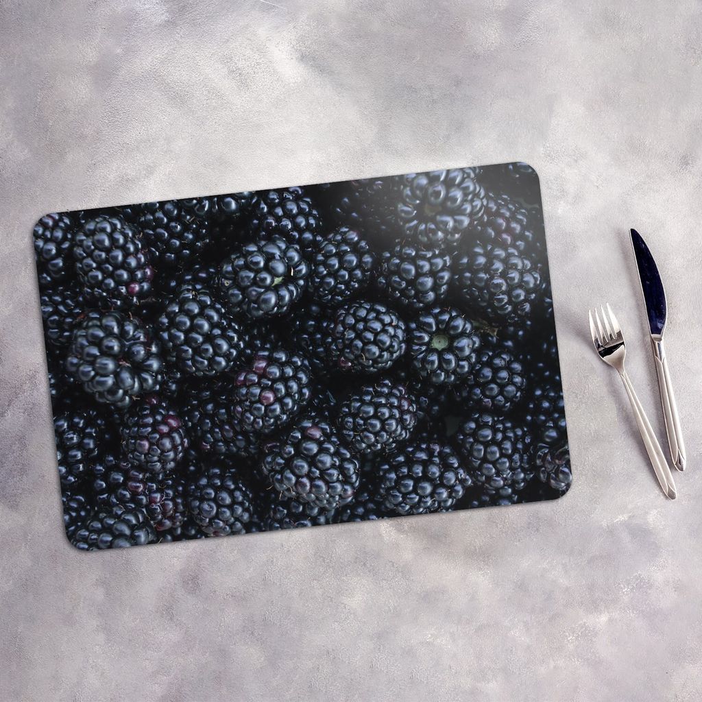Tischset 4x45x30 cm + 10fi cm Platzset Tischmatte Platzmatte Untersetzer - Brombeere Obst