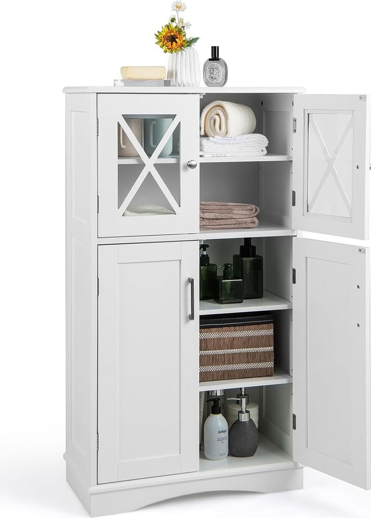 COSTWAY Armoire de salle de bain avec 4 portes et étagères Image du produit 