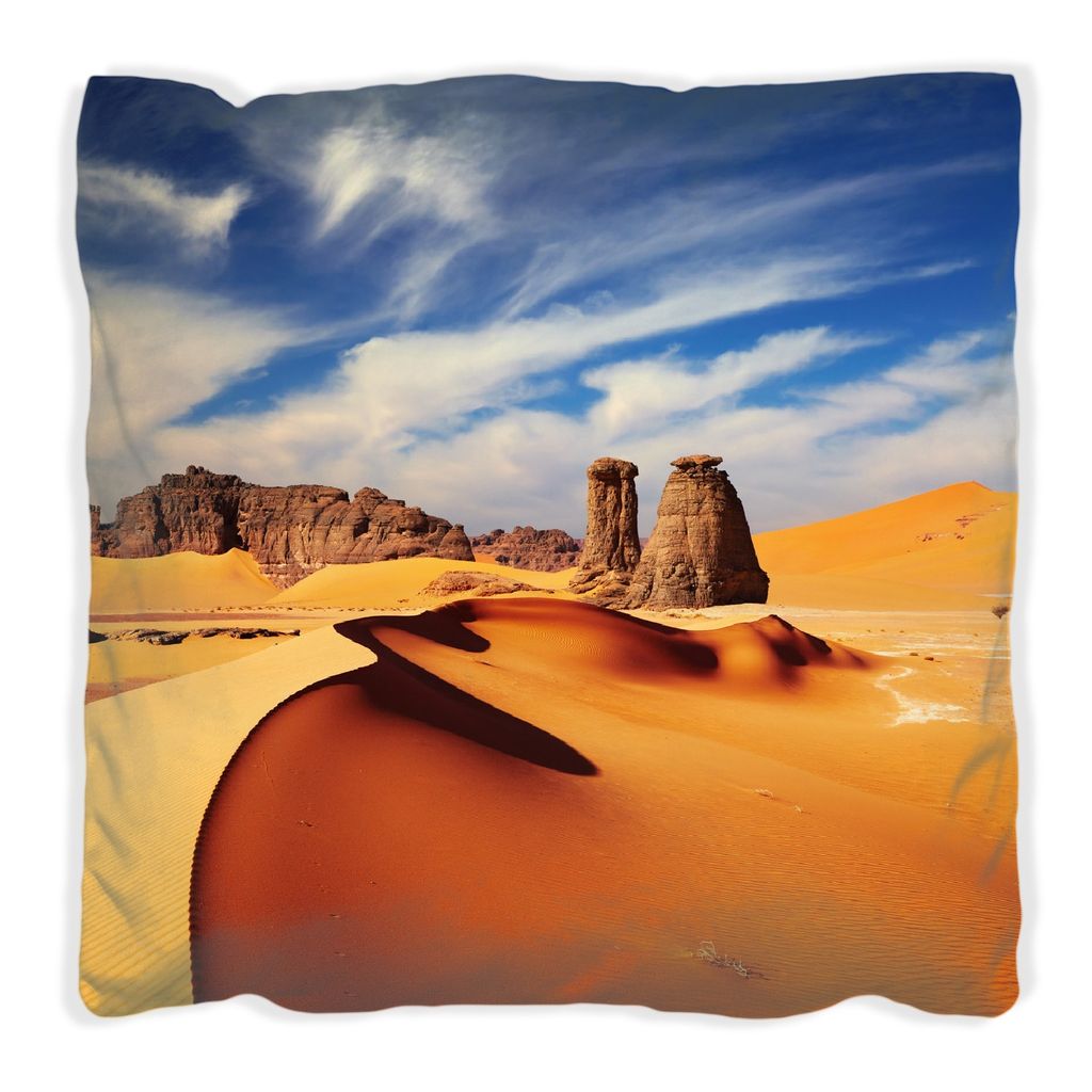 Wallario Premium Kissen, weiche Oberfläche, mit Motiv Felsen und Sand in der Sahara Wüste, Größe: 30 x 30 cm, mit weißer Rückseite