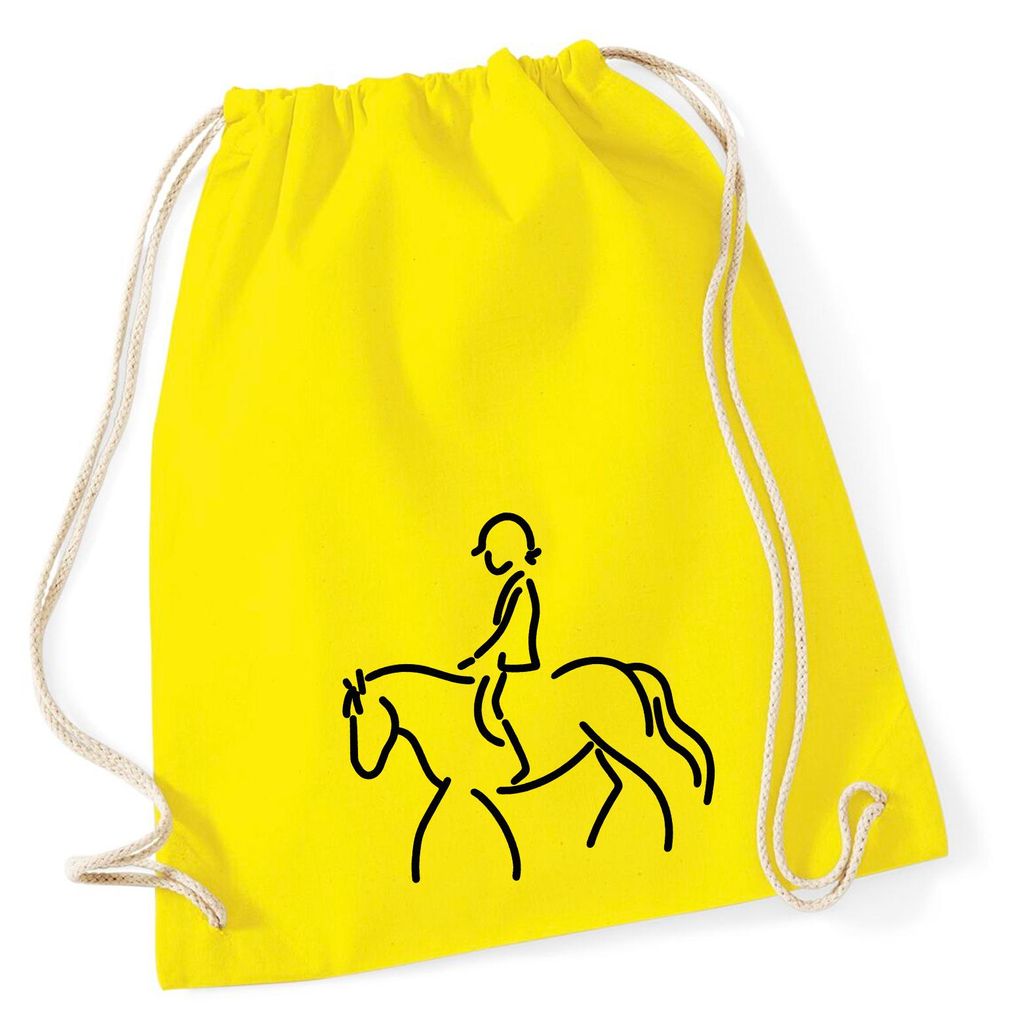 Huuraa Turnbeutel Reiten Pferd 12 Liter Yellow Baumwolle Rucksack Geschenkidee