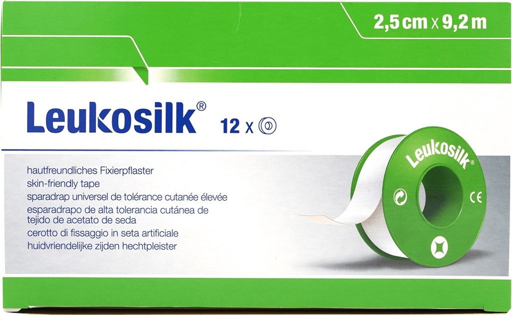 Leukosilk 9,2 m x 2,5 cm ohne Schutzring 12 Rollen Produktbild 2