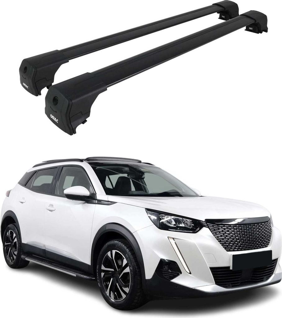 Dachträger Grundtäger für Peugeot 2008 2019-2025 75kg Aluminium Schwarz 2 tlg