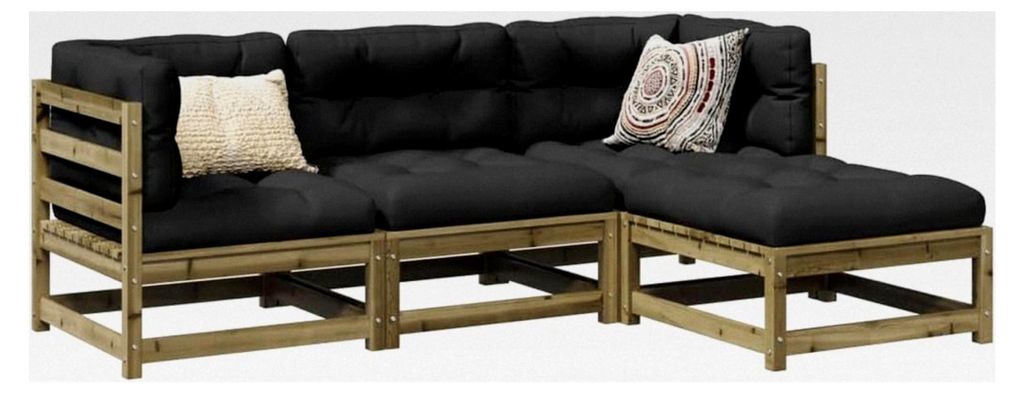 4-teiliges Garten-Sofagarnitur Set aus Kiefernholz