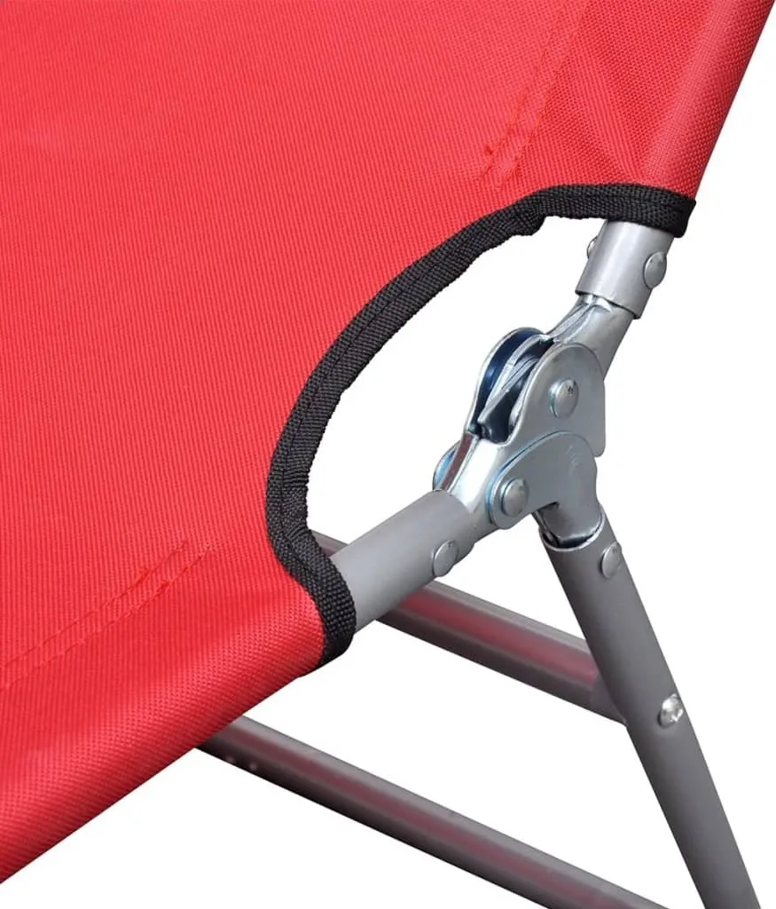 Lettino Prendisole SYFAX™ Rosso | Design Pieghevole Acciaio Top - 3