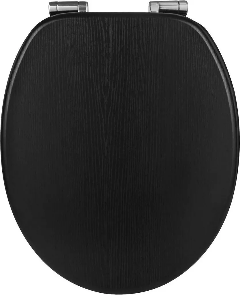 Abattant WC Robuste Anti-Bruit et Antibactérien en Bois MDF Noir Premium