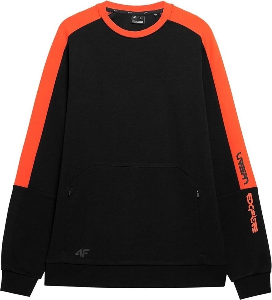 4F - Herren Sweatshirt mit Kängurutasche dicker Pullover, rot schwarz