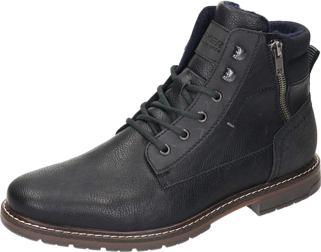 Rieker Herren Schnürboots Stiefelette Reißverschluss 13742, Größe:46 EU, Farbe:Schwarz