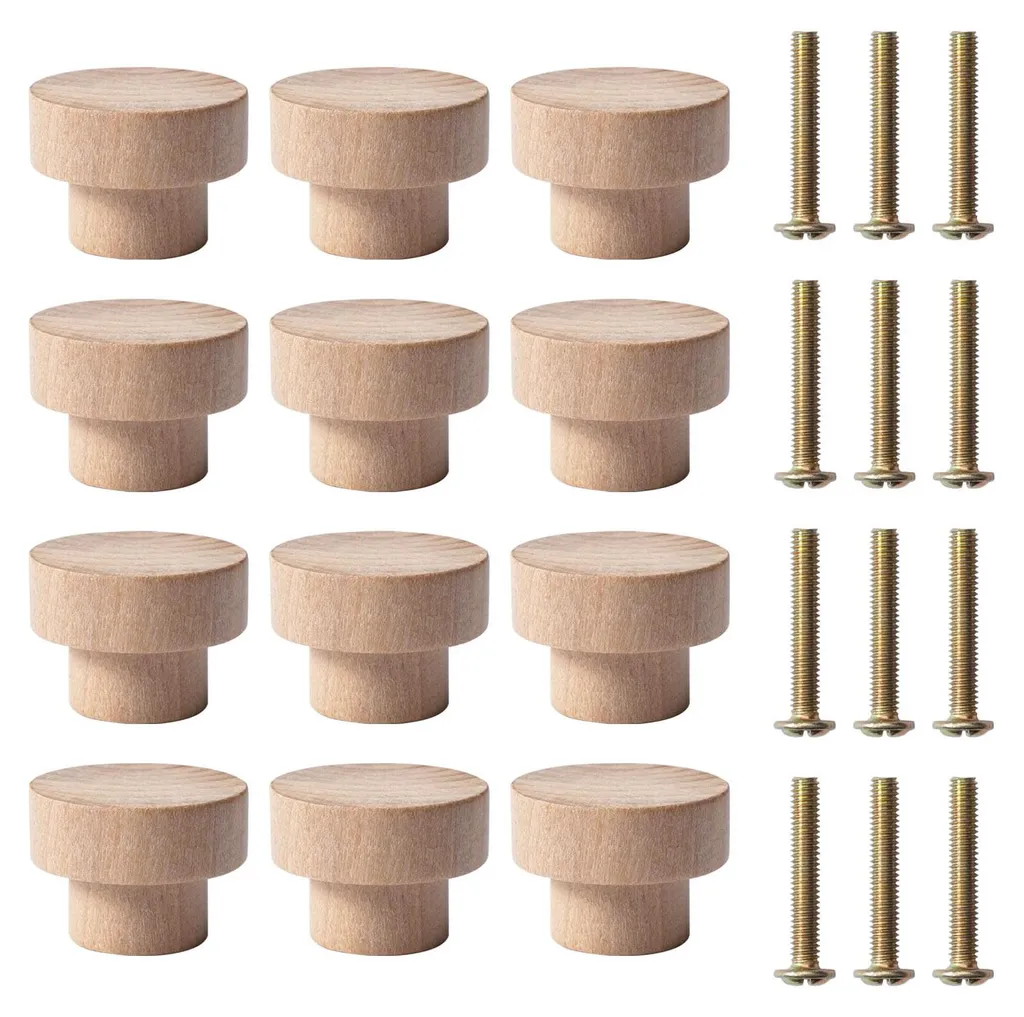 Boutons de Meuble en Bois de Hêtre 35mm pour Tiroir et Armoire de Cuisine