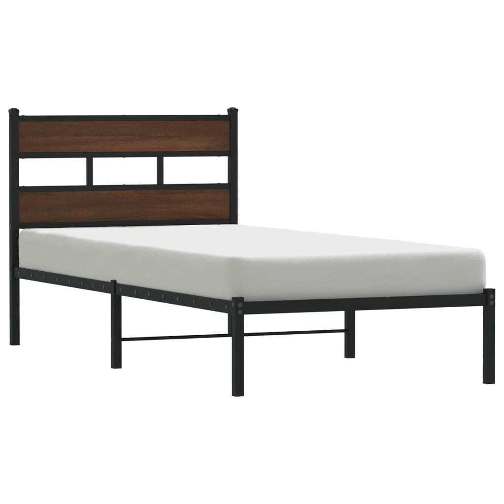 vidaXL Bettgestell ohne Matratze mit Kopfteil Braun Eiche 100x200 cm
