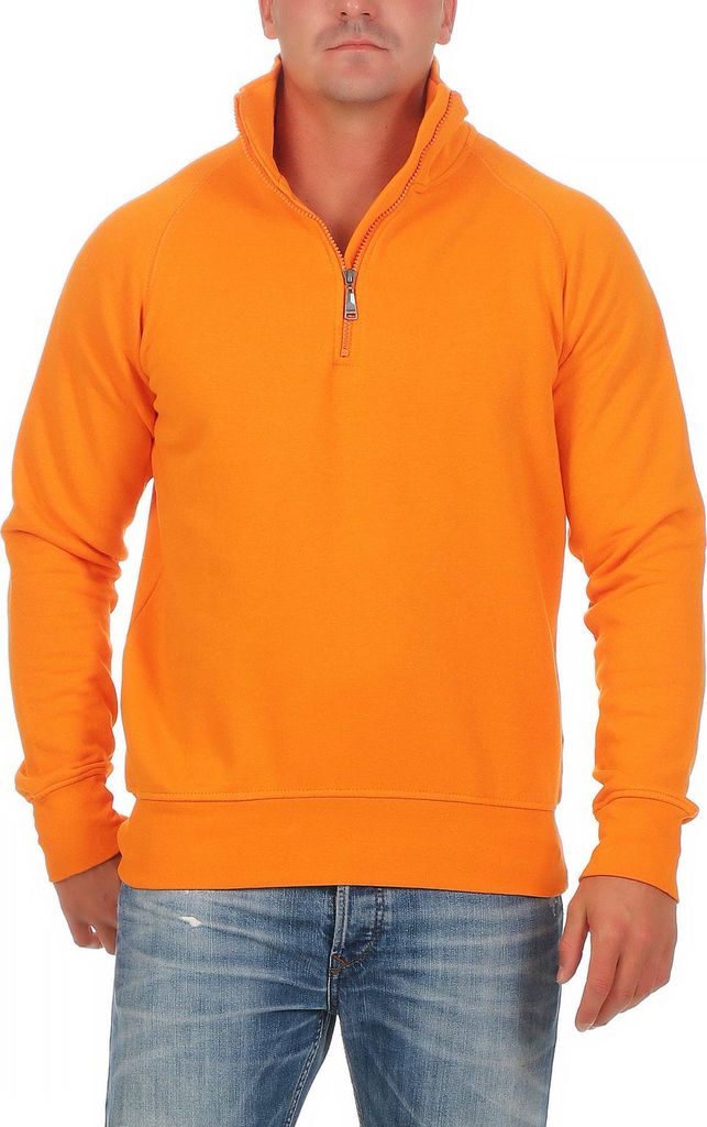 Mivaro Herren Troyer Halfzip in Orange - Pullover mit halbem Reißverschluss - Zip-Sweatshirt mit Fleece Innenseite, Regular Fit, robuster Baumwoll...