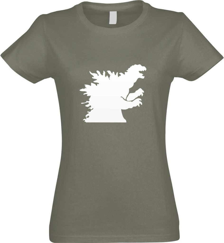 Kiwistar - T-Shirt tailliert - Damen - Olive - Godzilla - Ungeheuer - Seemonster - mit Motiv Bedruckt - Funshirt Design - Sport - Freizeit - Damen ...