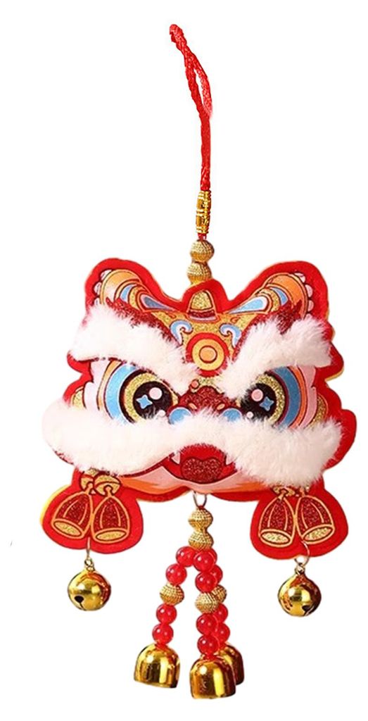 Traditioneller chinesischer Löwentanz-Anhänger mit Glöckchen – ein glückverheißender Anhänger für Frühlingsfest und Neujahr.