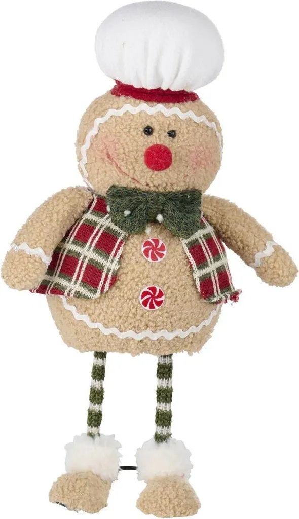 Peluche Noël Pain d'Épice Beige 44cm - Finition Douce Décoration Hiver
