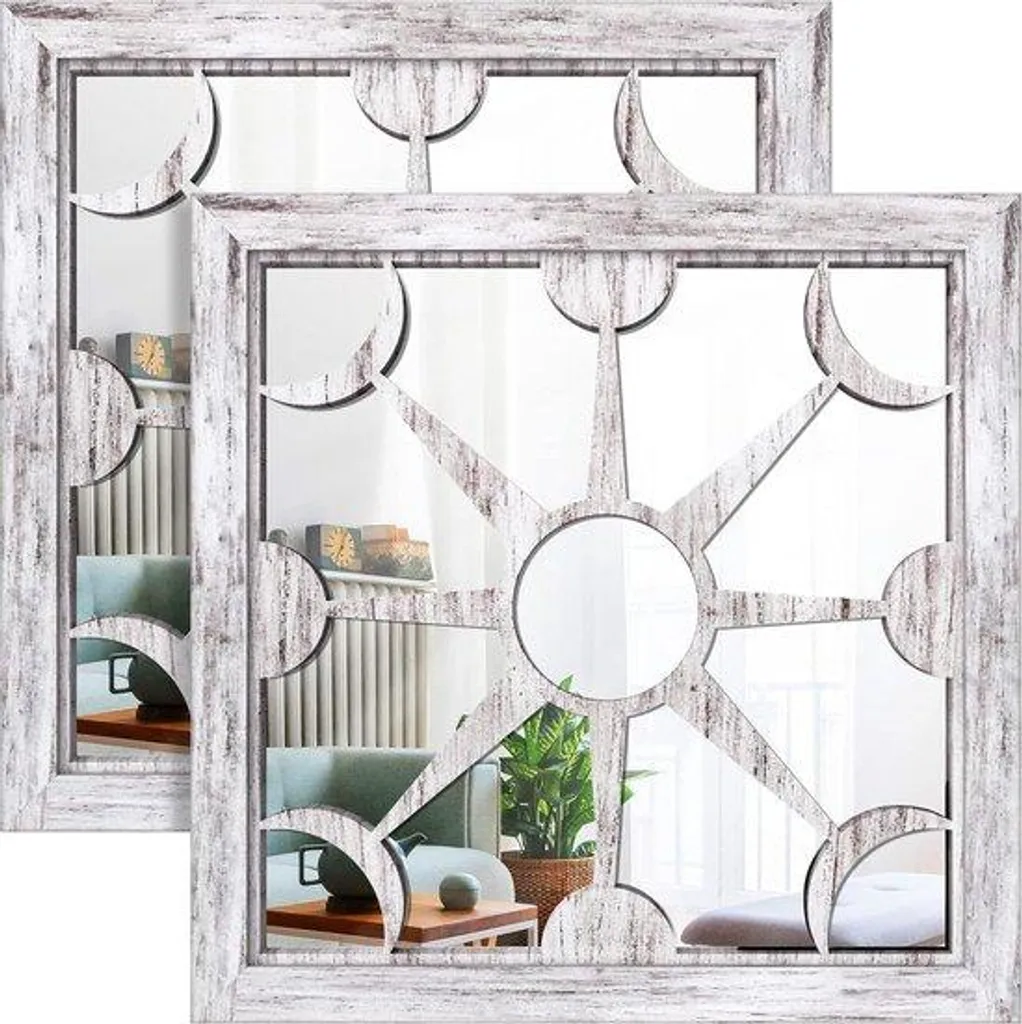 Miroir de salon rustique blanc lot de 2 pour agrandir votre pièce de vie