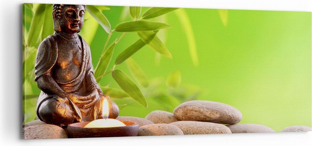 Bild auf Leinwand - Leinwandbild - Buddhismus Feng Shui Spa Bambus - 100x40cm - Wand Bild - Wanddeko - Leinwanddruck - Bilder - Kunstdruck - Leinwa...