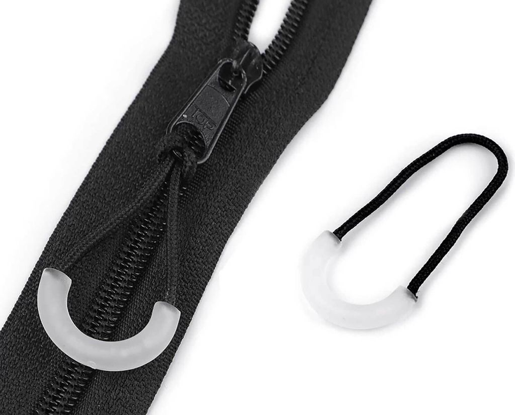 10 Zipper-Schlaufen f Reißverschluss Zieher Zipper-Verlängerung Farbwahl Farbmix, Farbe:transparent | schwarz