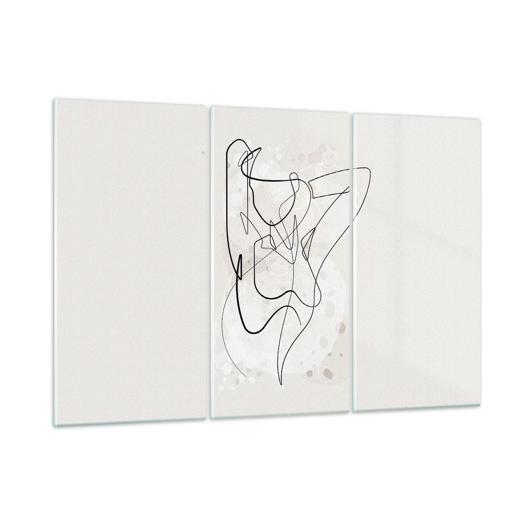 Bilder auf glas - 3 Teile - Linie Frau Linie - 105x70cm - Glasbilder - Wandbilder - Bilder - zum Aufhängen bereit - Wanddekoration aus Glas - Glas...