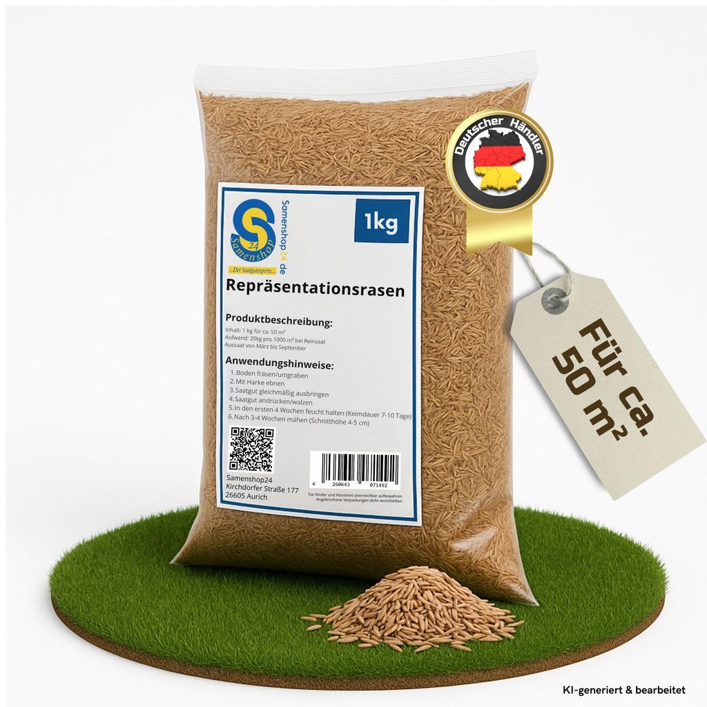 Samenshop24® Repräsentationsrasen 1kg für 50m² Produktbild 