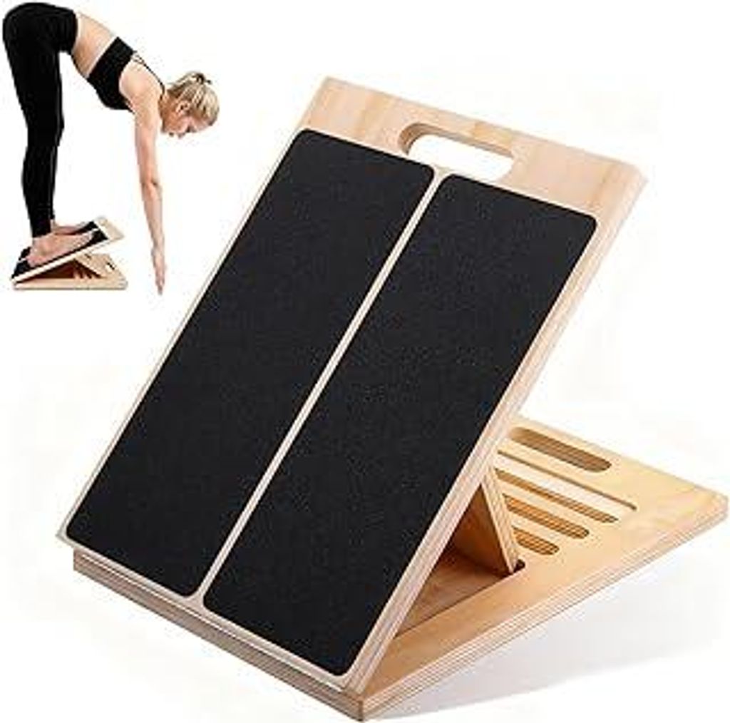 Wadendehner aus Holz, Professionelle Stretch and Mobility Board mit 5 verstellbaren Winkeln, Rutschfeste Schrägbrett, Robustes Balance Board in Ho...