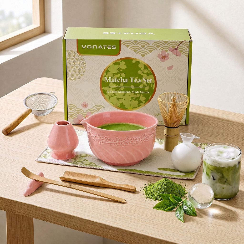 VONATES Matcha Set 9-teilig, Matcha-Besen Set mit Keramik Produktbild 