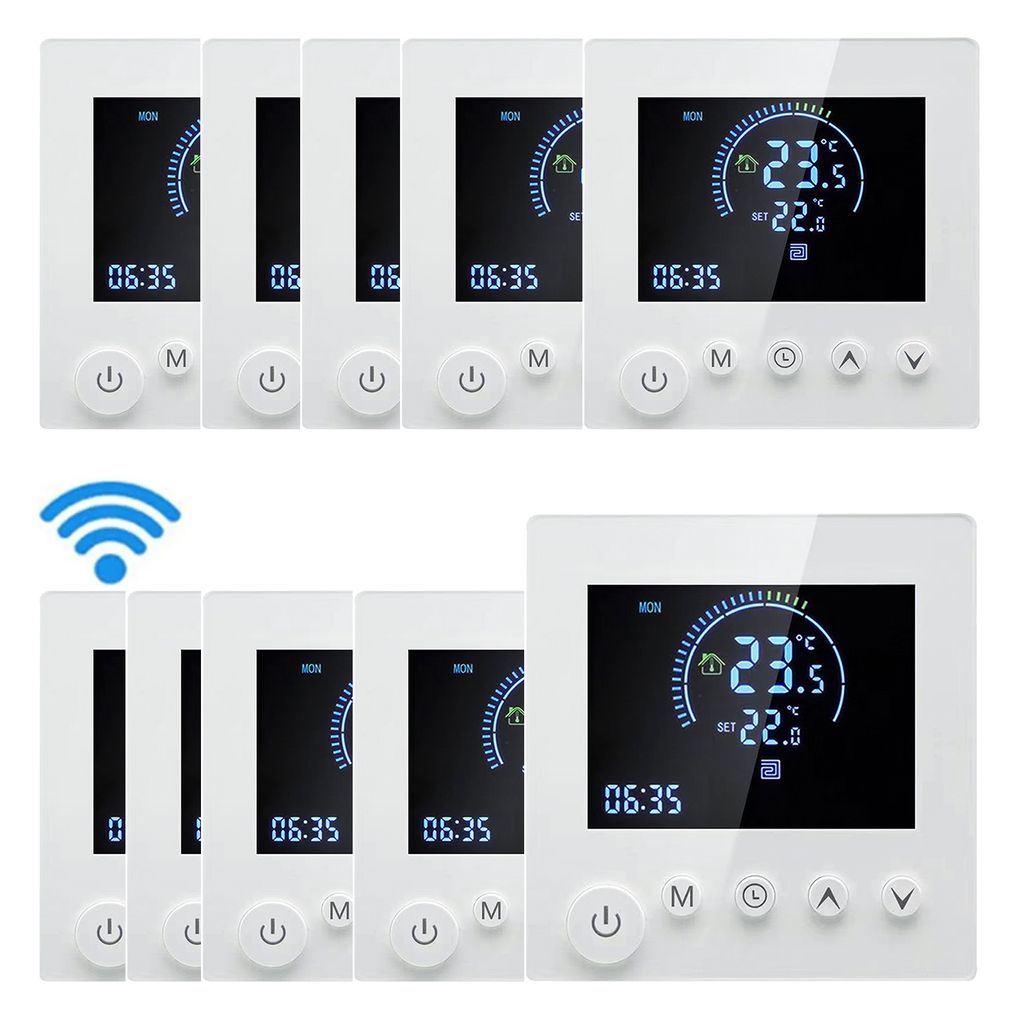 10X Tuya Smart WiFi Wandthermostat, programmierbare Fernbedienung, NTC-Sensor, Digital LCD Raumthermostat Thermostat fuer 16A Elektrische Heizung W...