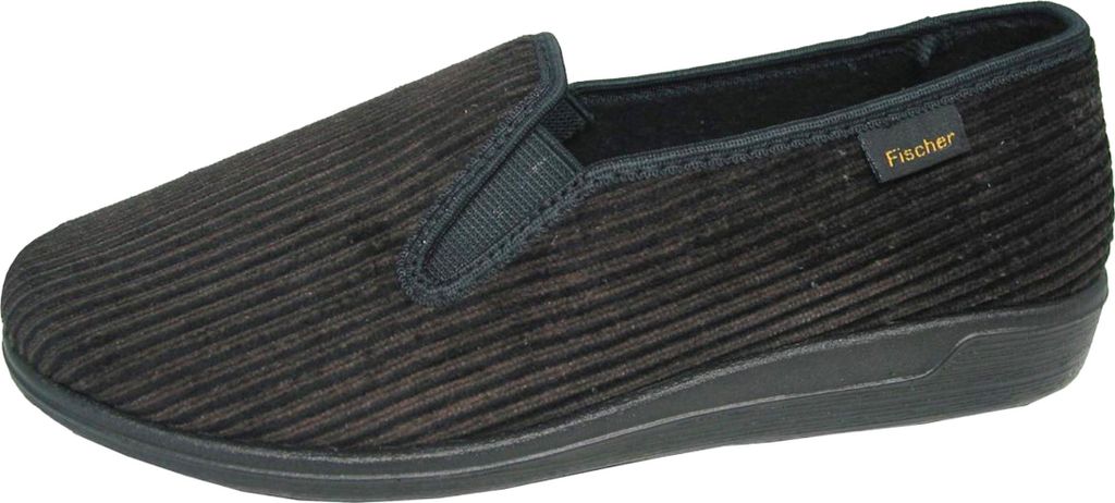 Fischer Herren Hausschuh Streifen Cord Slipper Stretch 204120, Größe:41 EU, Farbe:Braun