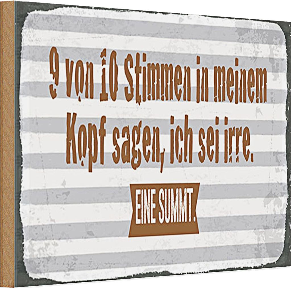 Holzschild Spruch 30x20cm 9 von 10 Stimmen in meinem Kopf
