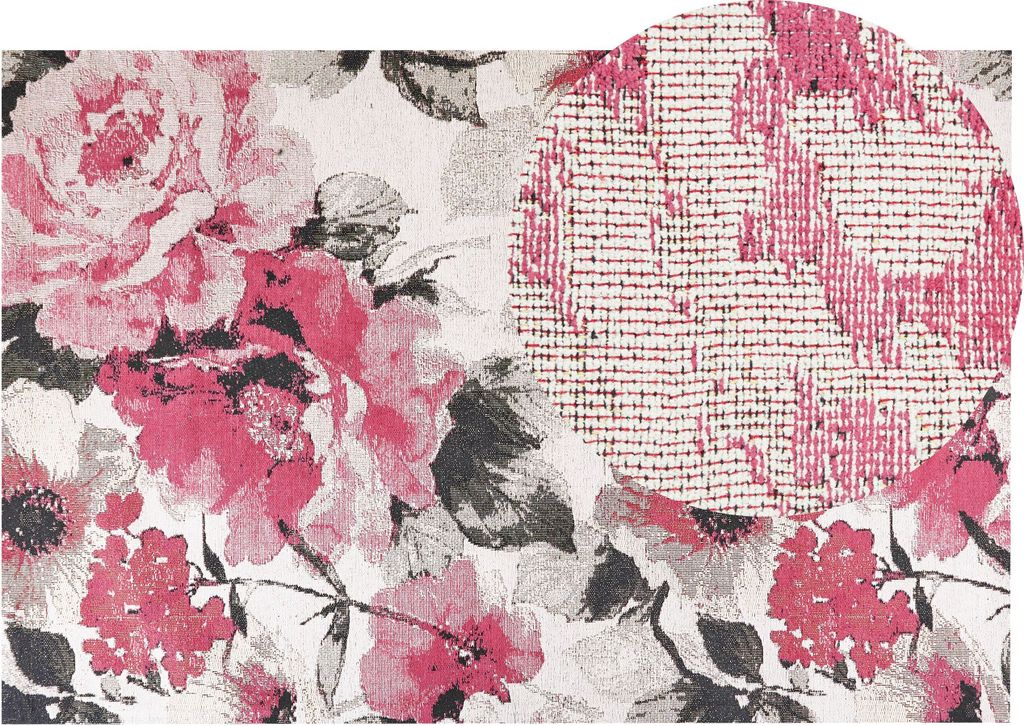 BELIANI Teppich aus Baumwolle Blumenmuster Rosa 200 x 300 cm rustikal Boho