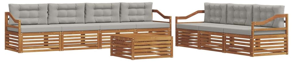 vidaXL Outdoor-Sofagarnitur mit Kissen 8 pcs Natürlich und Hellgrau