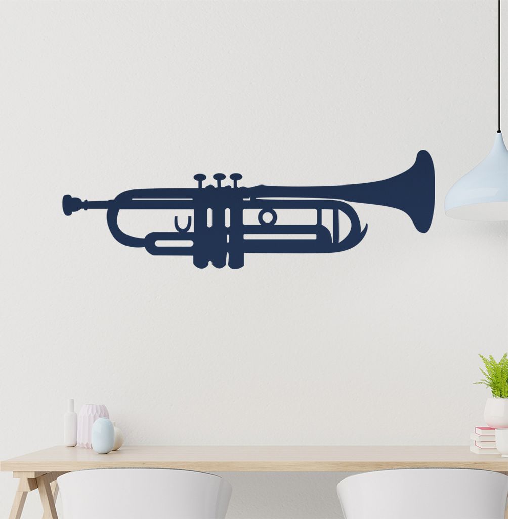 Trompete Wandtattoo in 6 Größen - Wandaufkleber Wall Sticker - Dekoration, Küche, Wohnzimmer, Schlafzimmer, Badezimmer
