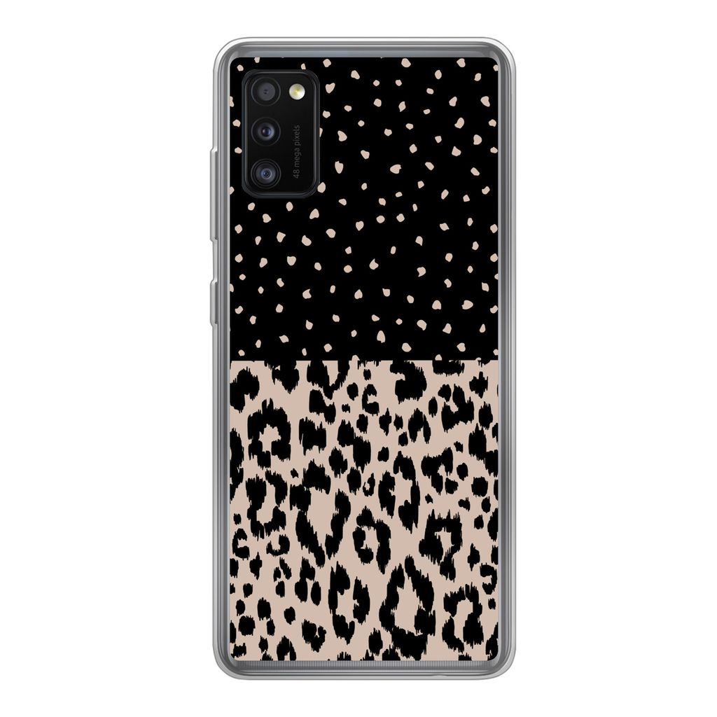 MuchoWow Handyhülle Schutzhülle Hülle für Samsung Galaxy A41 Panther Druck - Tiere - Design Silikon Softcase Handy Hülle - Mobiltelefon