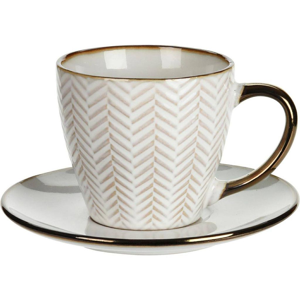 Tazza con piatto 210 ml in Vetroceramica bianca/oro Immagine del prodotto 