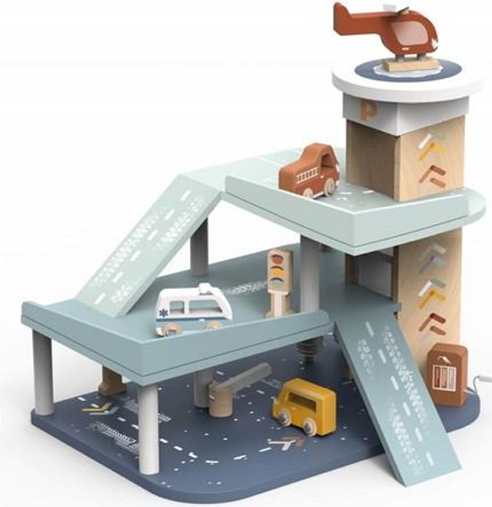 Speedy Monkey Holzgarage Spielzeug -- 36,2x37,1x42cm - ab 3 Jahren